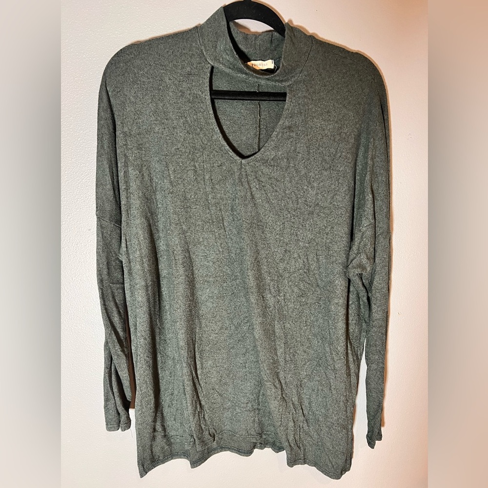 PROMESA Pine Green Lightweight Long-sleeve Tunic Sweater Sz M